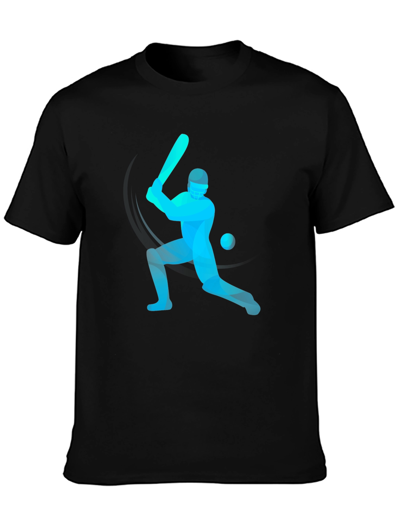 Cricket Player Graphic Tee - Stylish Black T-Shirt