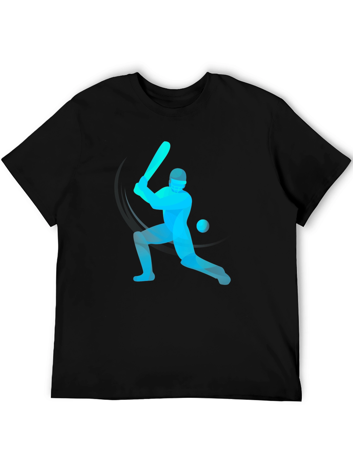Cricket Player Graphic Tee - Stylish Black T-Shirt