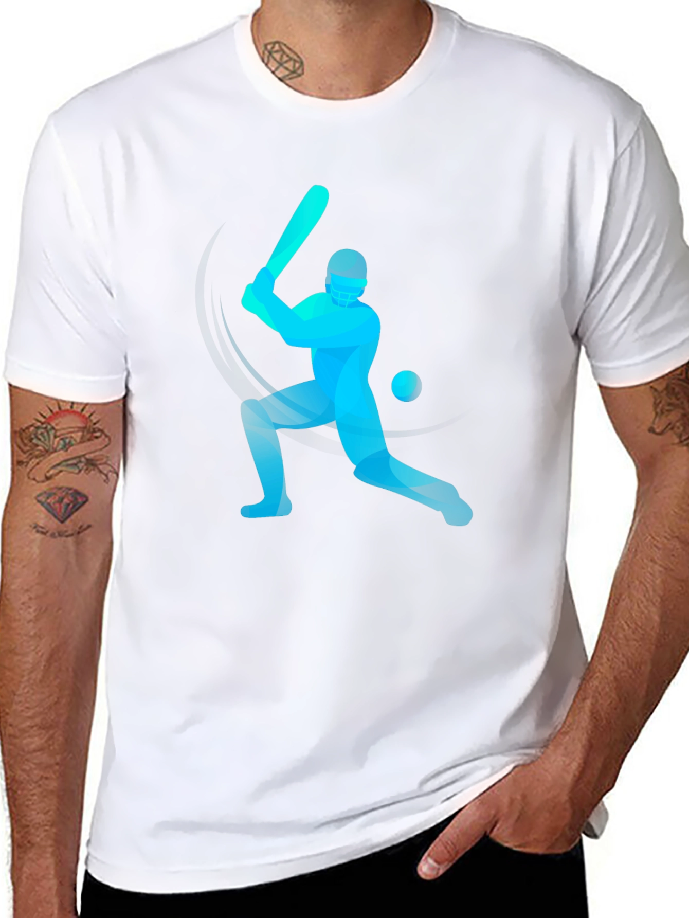 Cricket Player Graphic Tee - Stylish Black T-Shirt