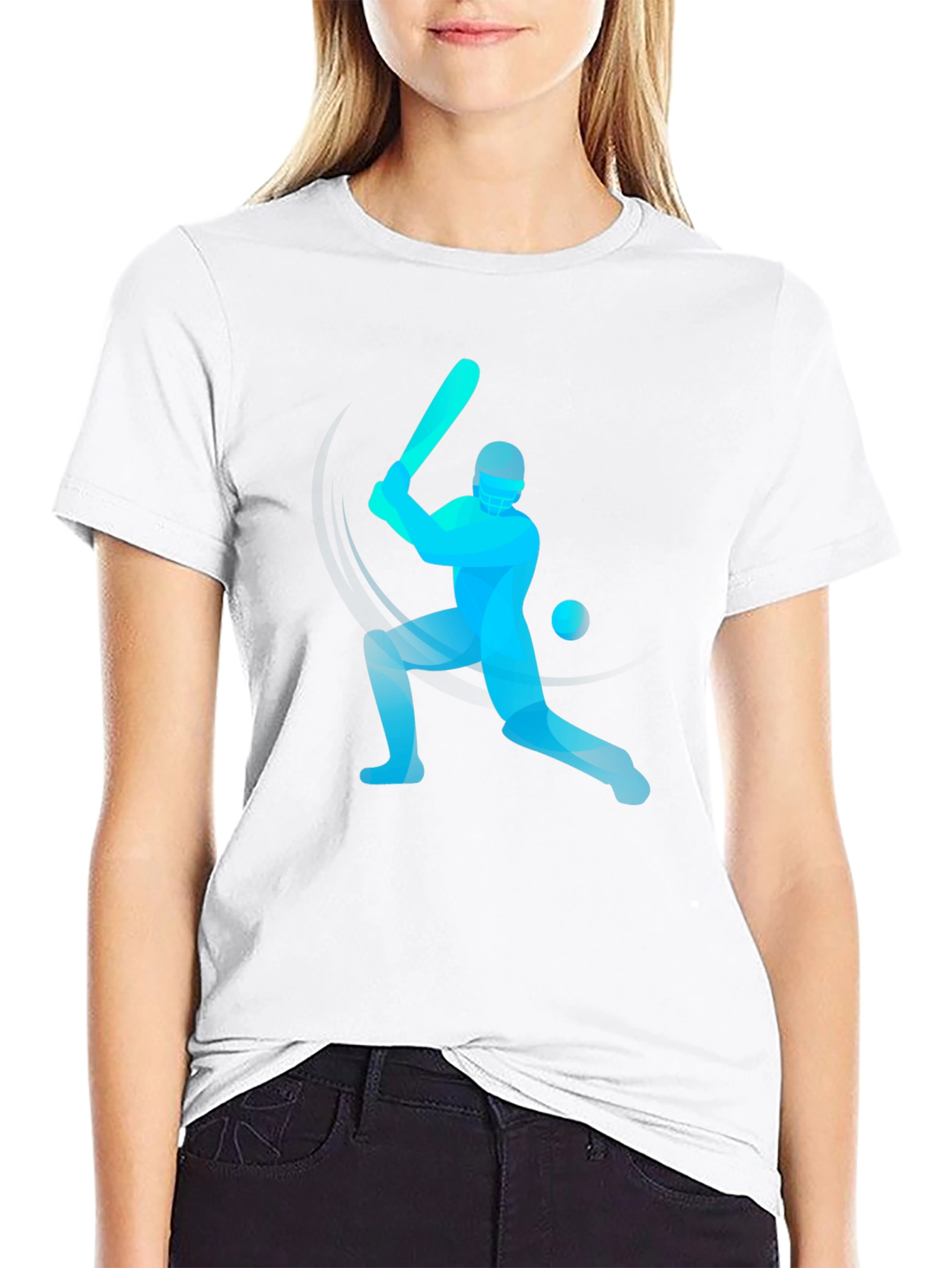Cricket Player Graphic Tee - Stylish Black T-Shirt