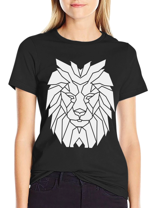 Geometric Lion Graphic Tee - Modern Streetwear