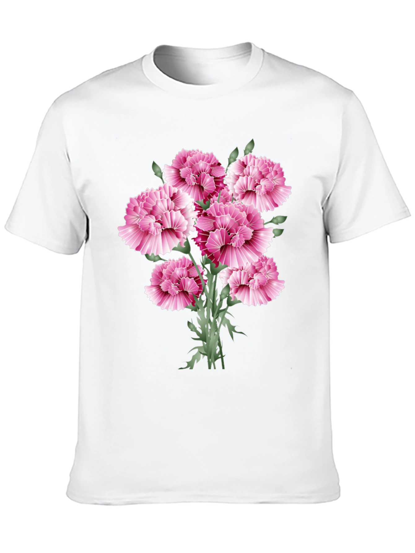 Floral Carnation Graphic Print Black T-Shirt