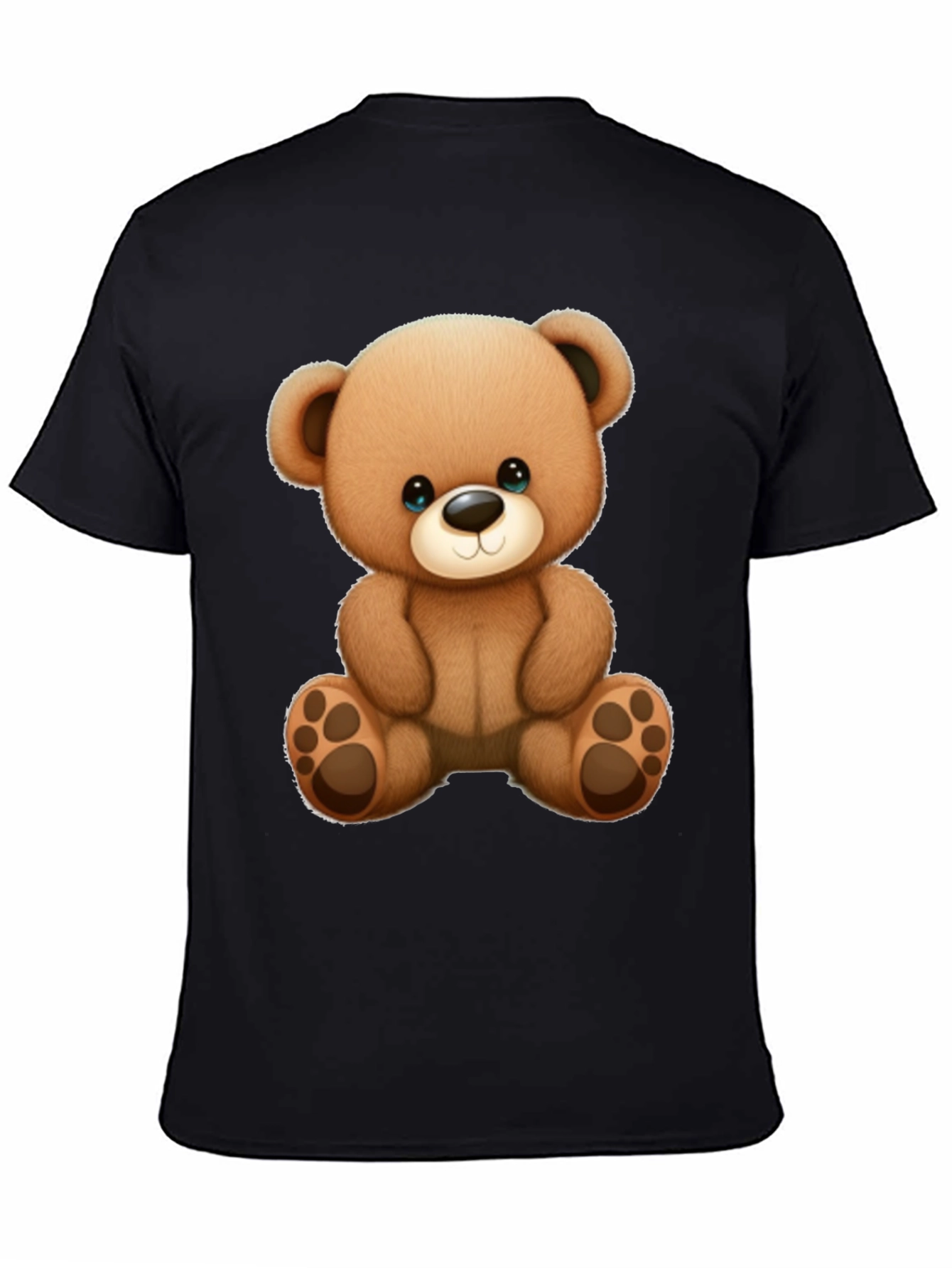 Cute Teddy Bear Graphic Black T-Shirt