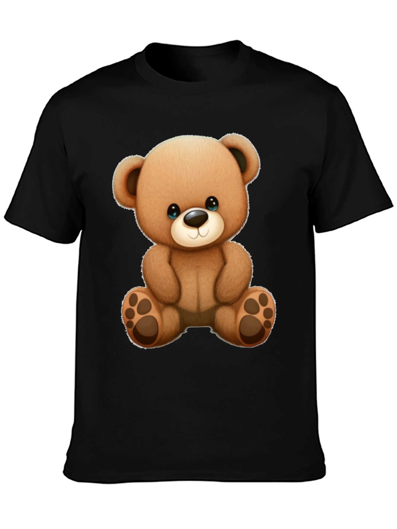 Cute Teddy Bear Graphic Black T-Shirt