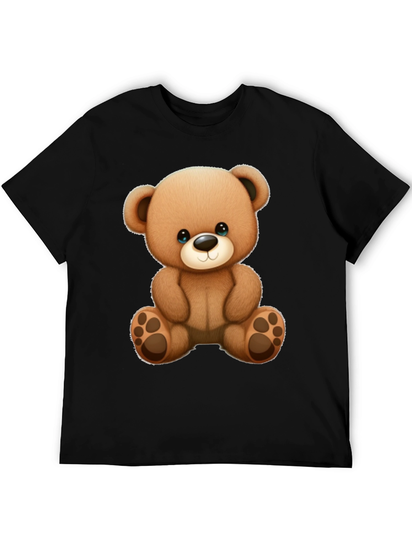 Cute Teddy Bear Graphic Black T-Shirt