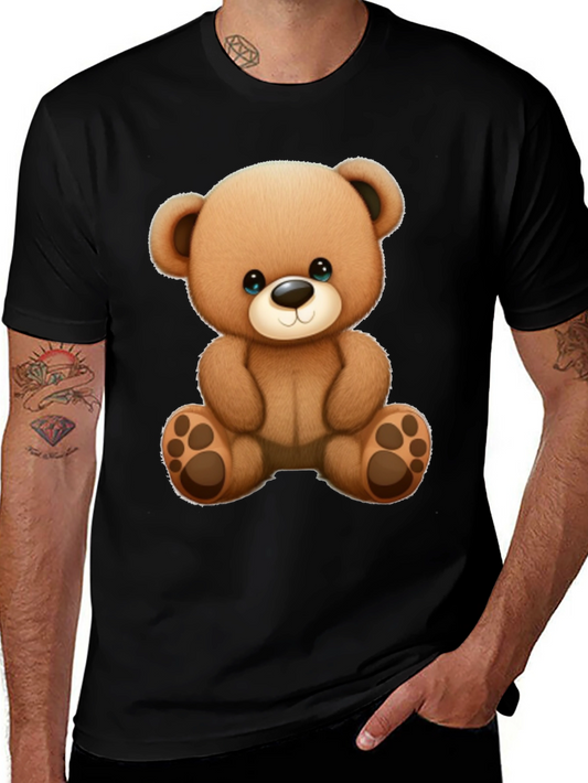 Cute Teddy Bear Graphic Black T-Shirt