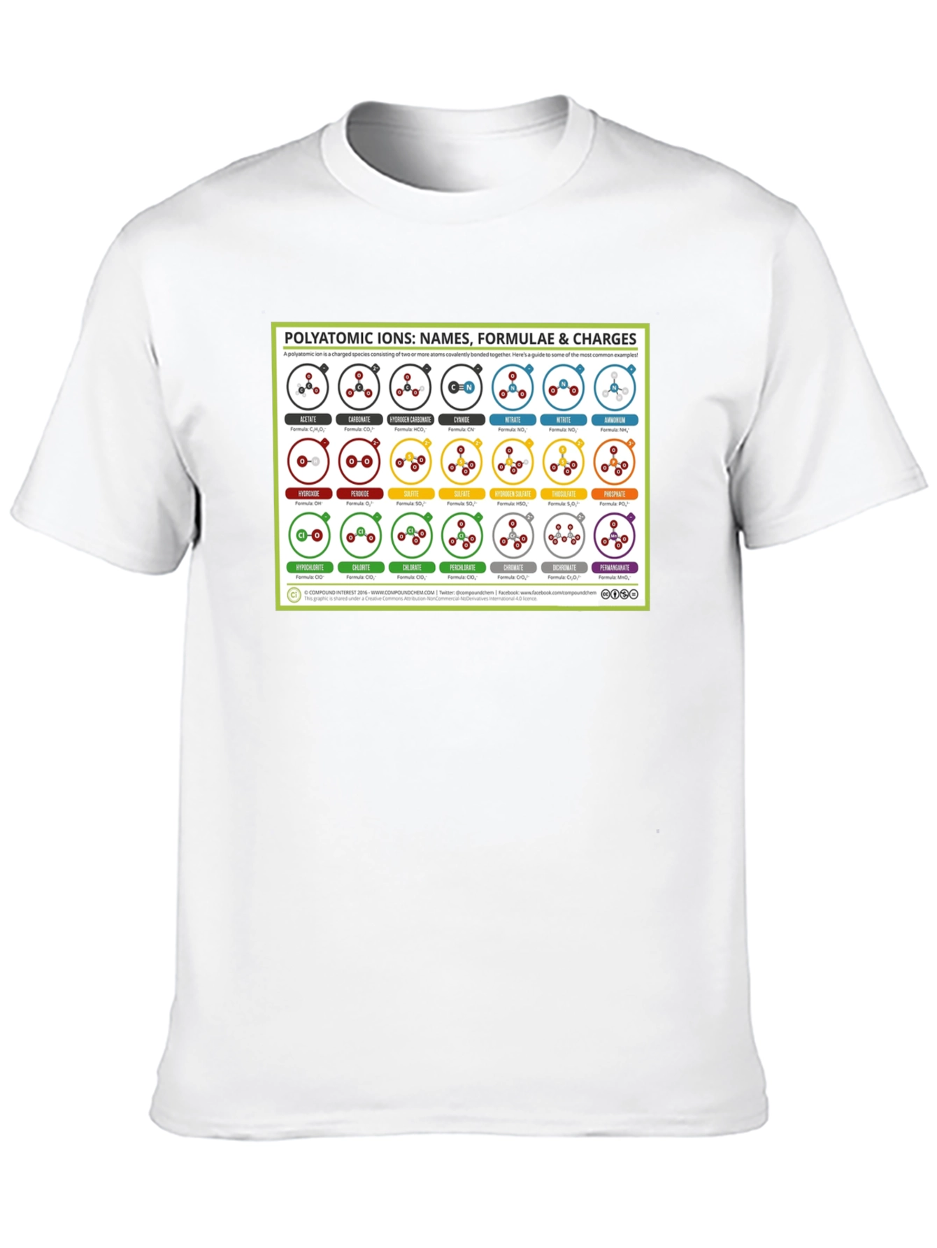Polyatomic Ions Chart Graphic T-Shirt