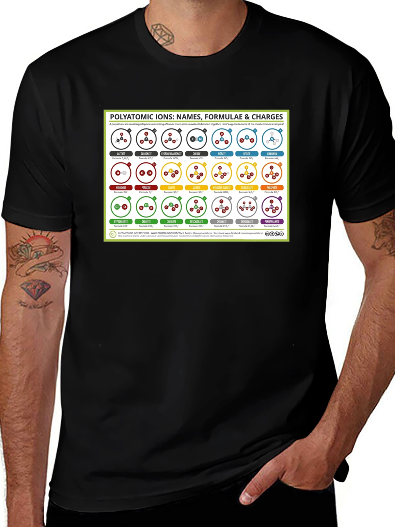 Polyatomic Ions Chart Graphic T-Shirt