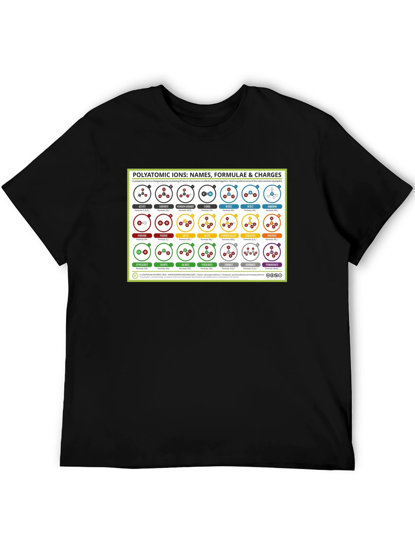 Polyatomic Ions Chart Graphic T-Shirt