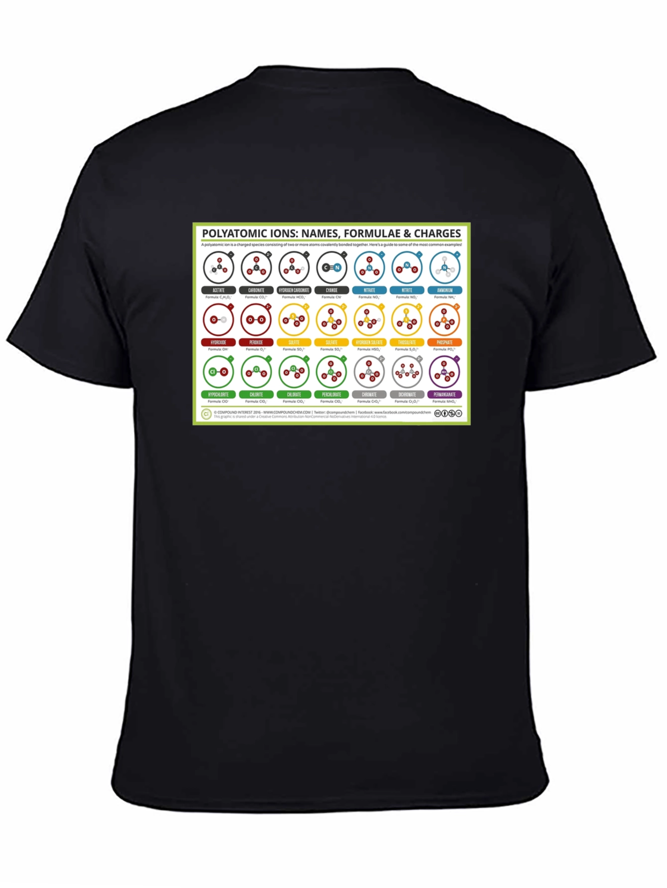 Polyatomic Ions Chart Graphic T-Shirt