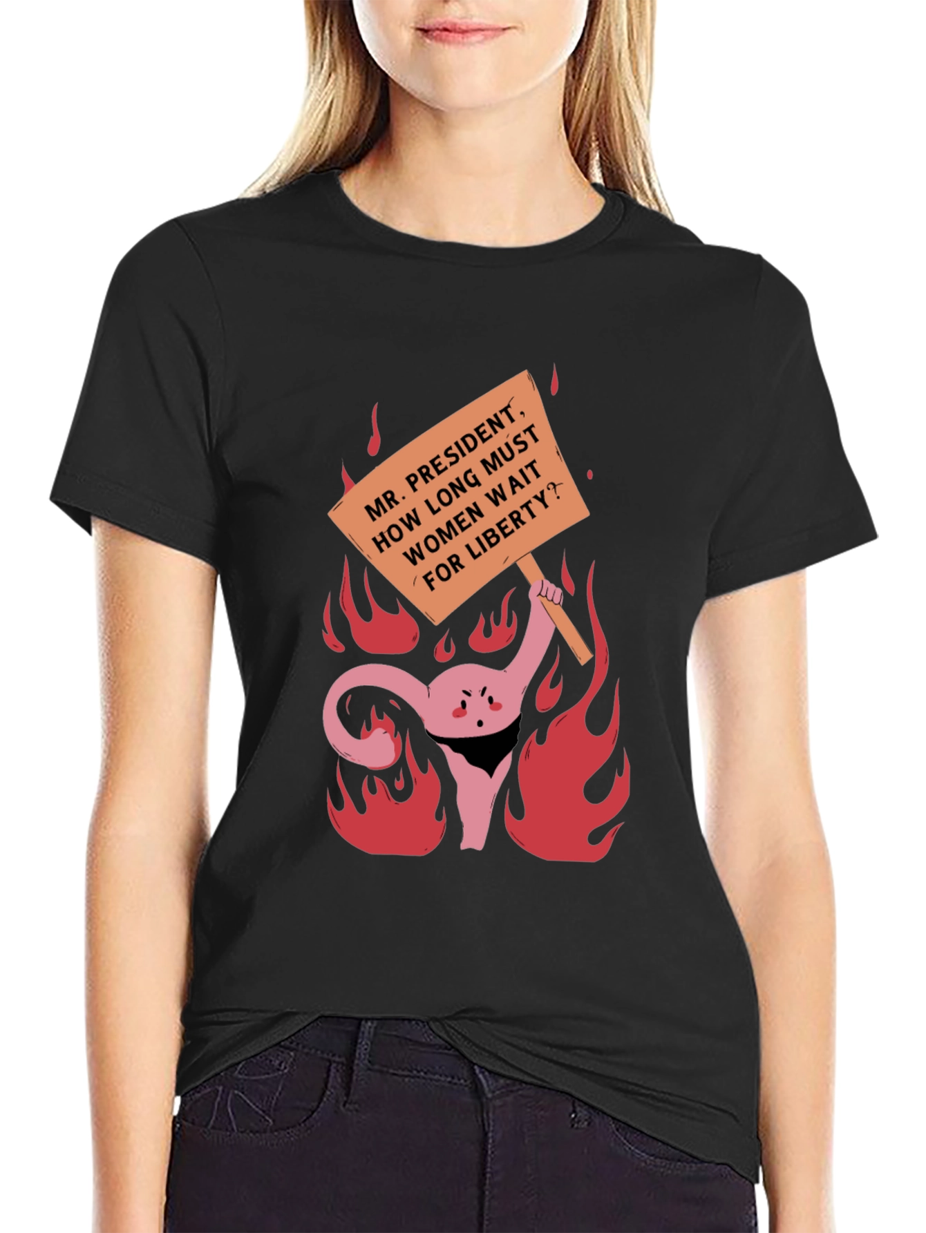 Feminist Rights Protest T-Shirt: Uterus on Fire!