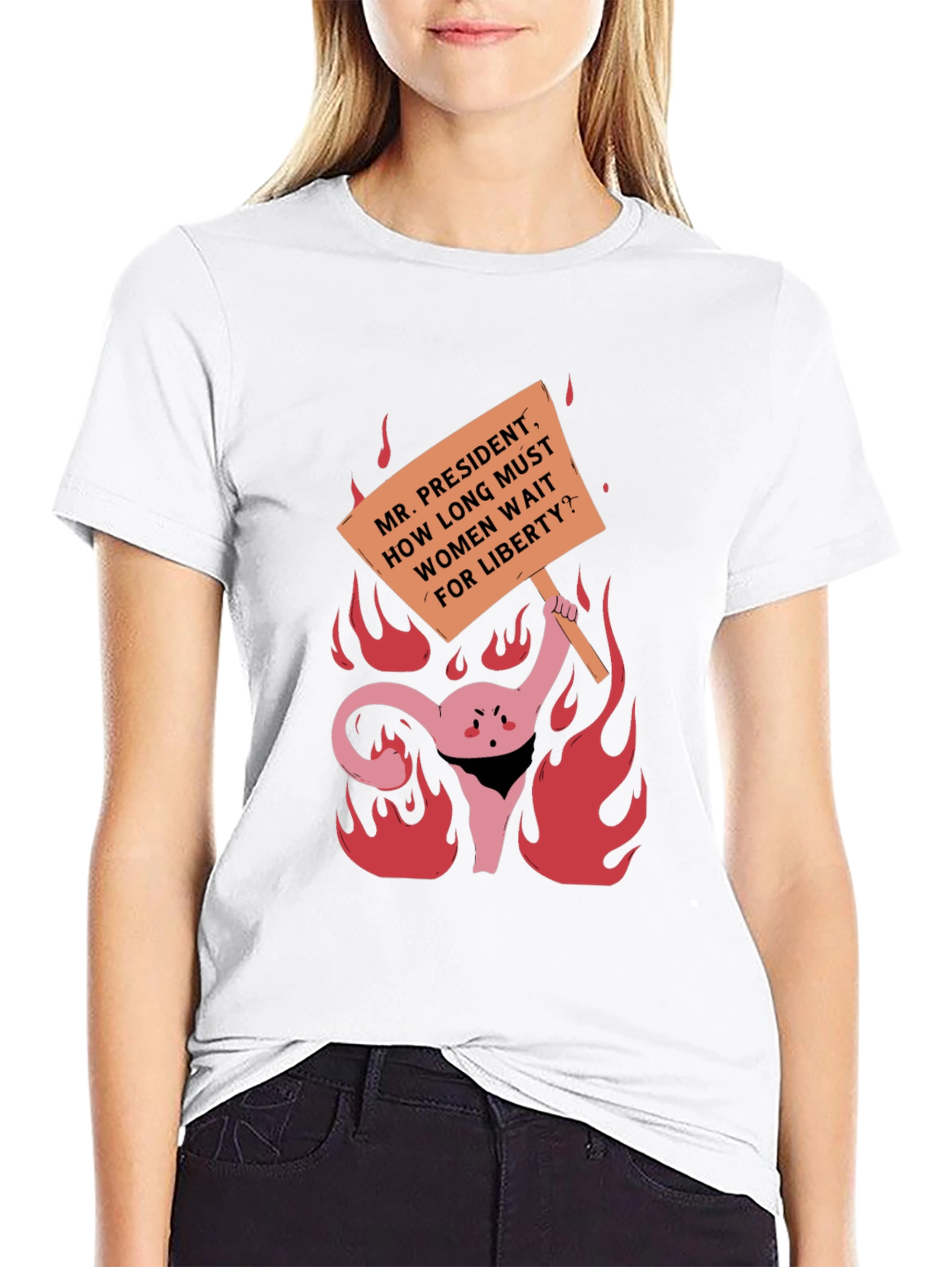 Feminist Rights Protest T-Shirt: Uterus on Fire!