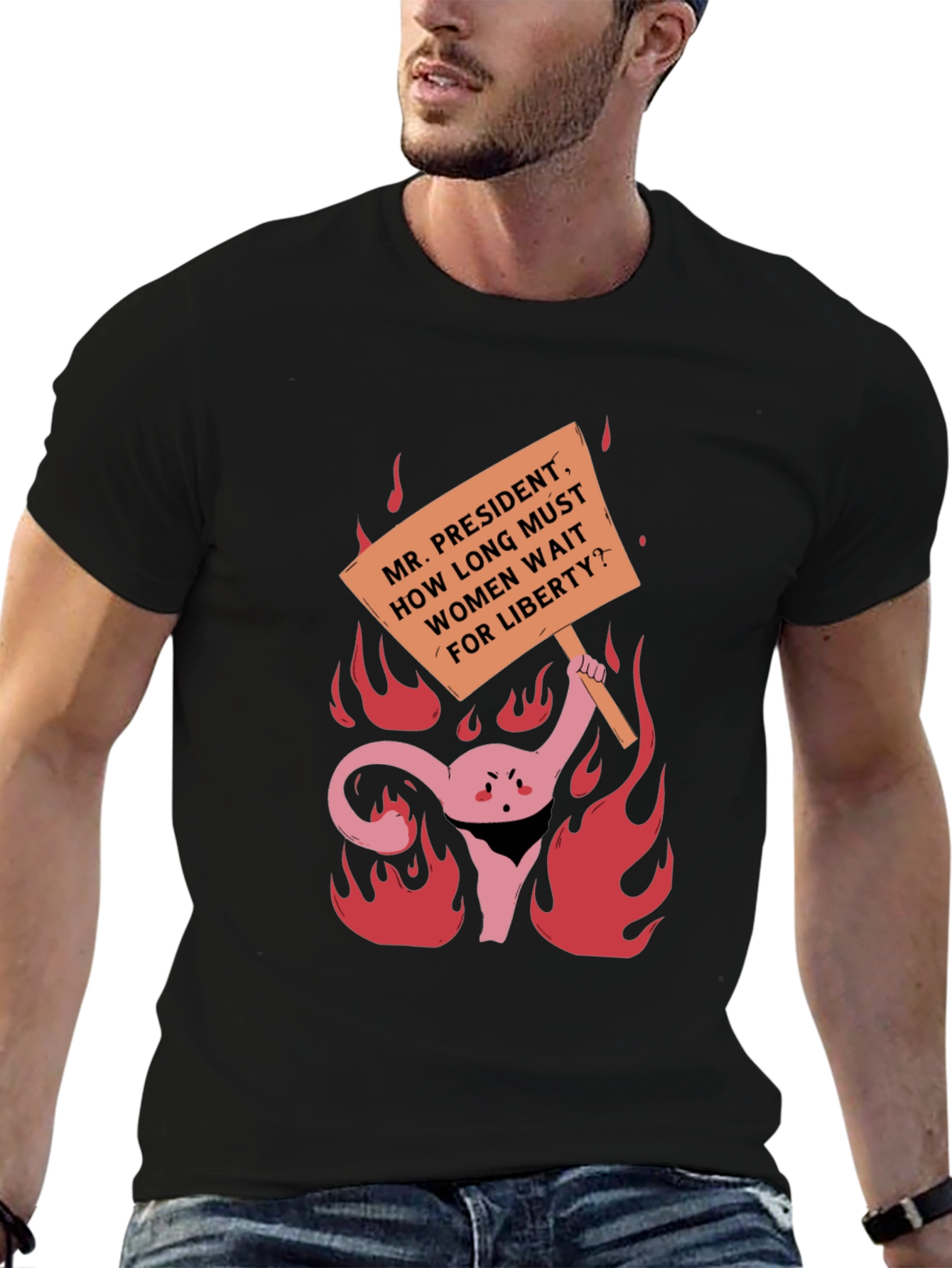 Feminist Rights Protest T-Shirt: Uterus on Fire!