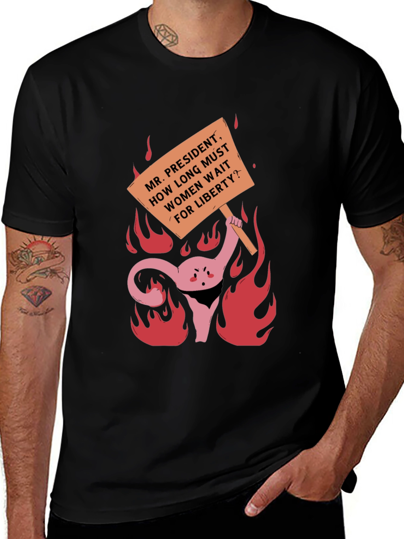 Feminist Rights Protest T-Shirt: Uterus on Fire!