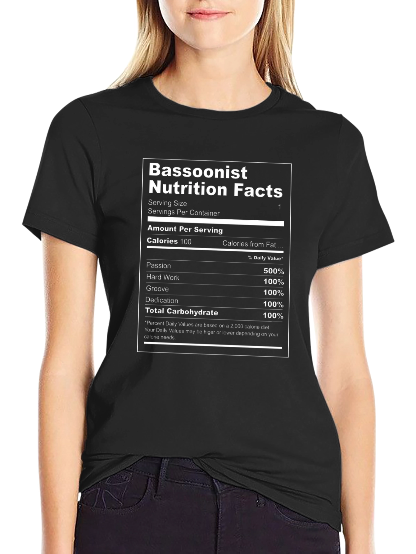 Bassoonist Nutrition Facts T-Shirt - Musician Novelty Tee