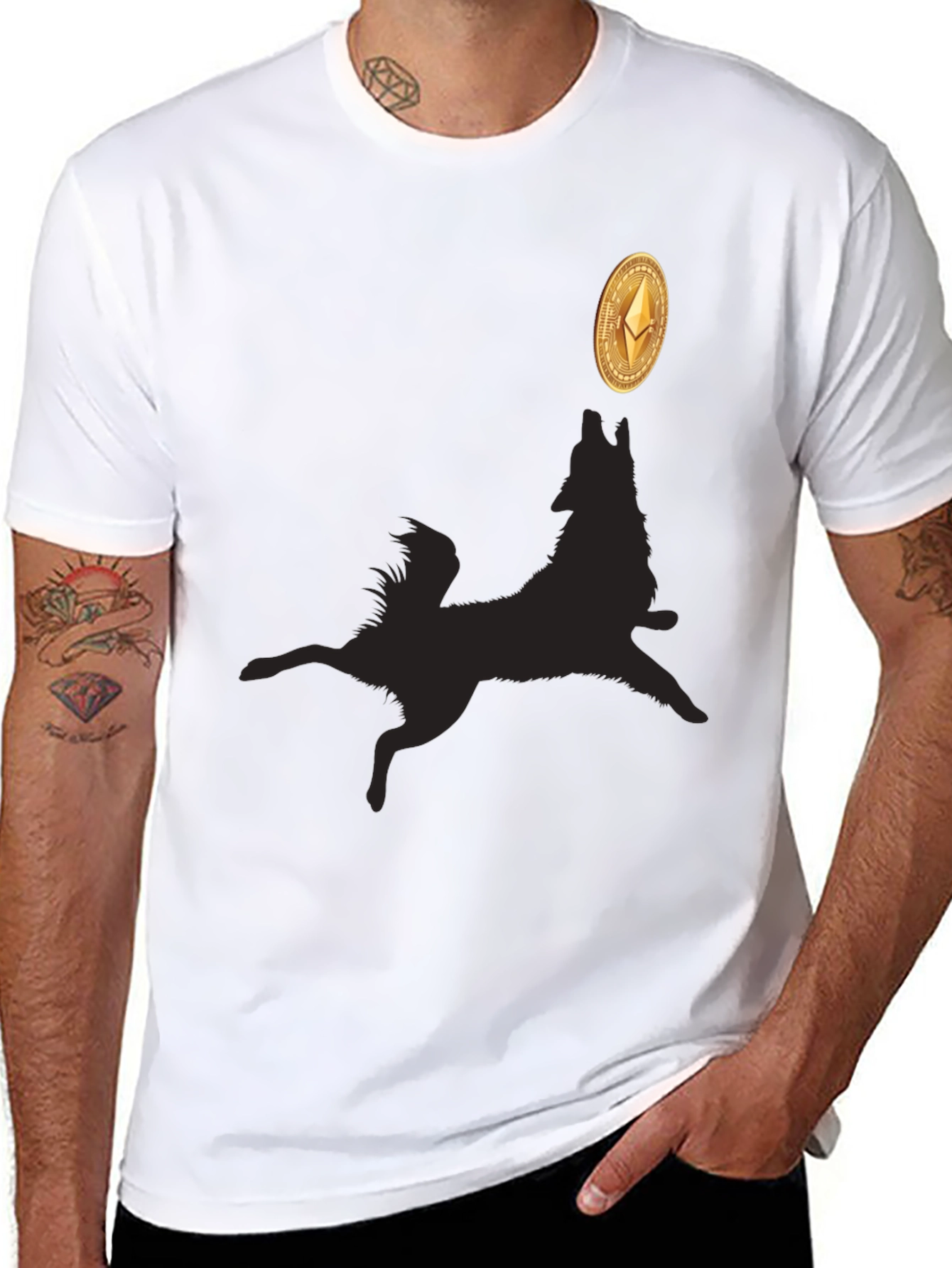 Ethereum Wolf Black T-Shirt - Crypto Fashion