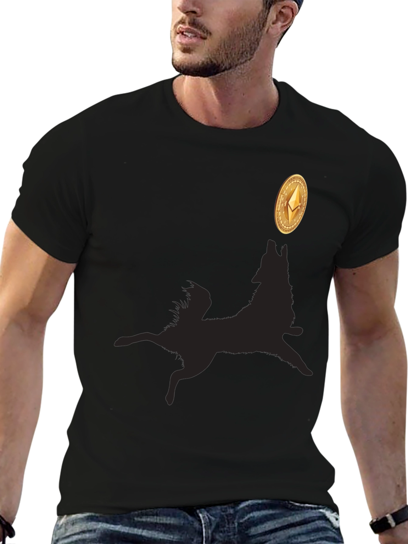 Ethereum Wolf Black T-Shirt - Crypto Fashion