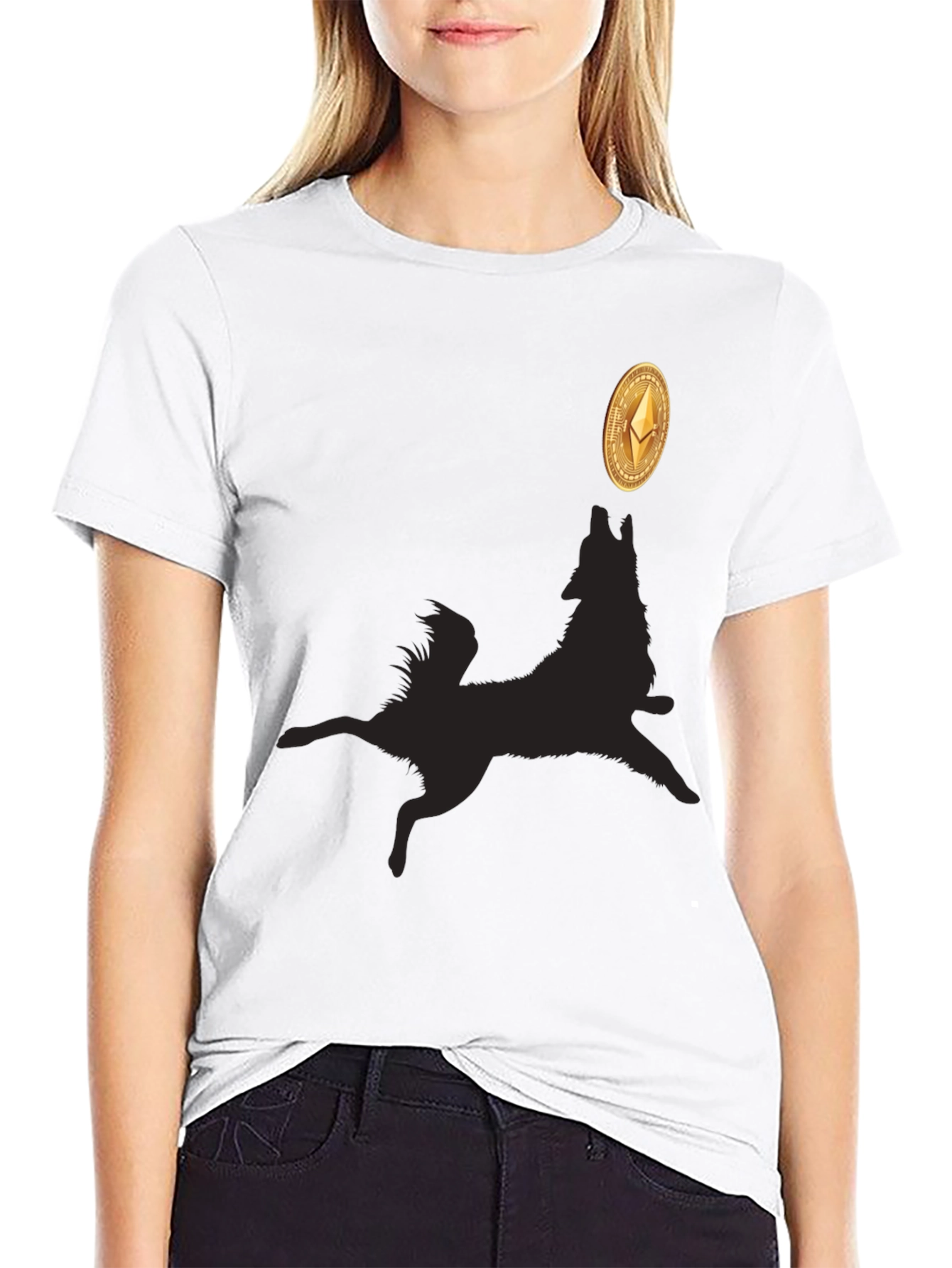 Ethereum Wolf Black T-Shirt - Crypto Fashion
