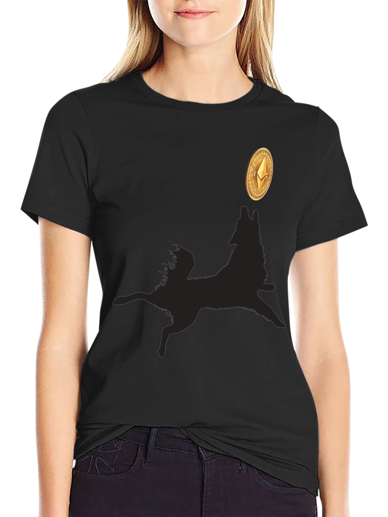 Ethereum Wolf Black T-Shirt - Crypto Fashion