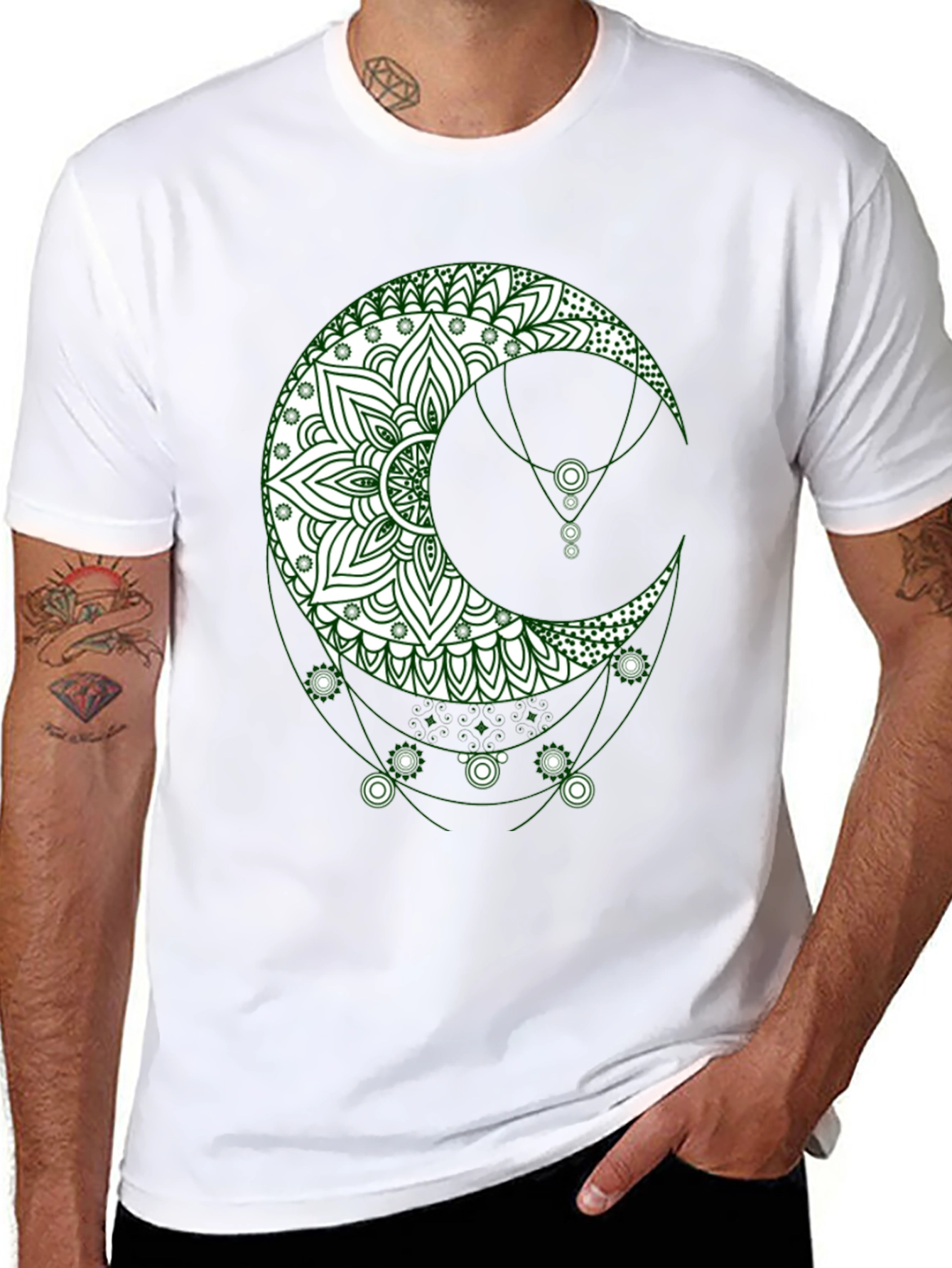 Boho Moon Graphic Tee - Stylish Black T-Shirt