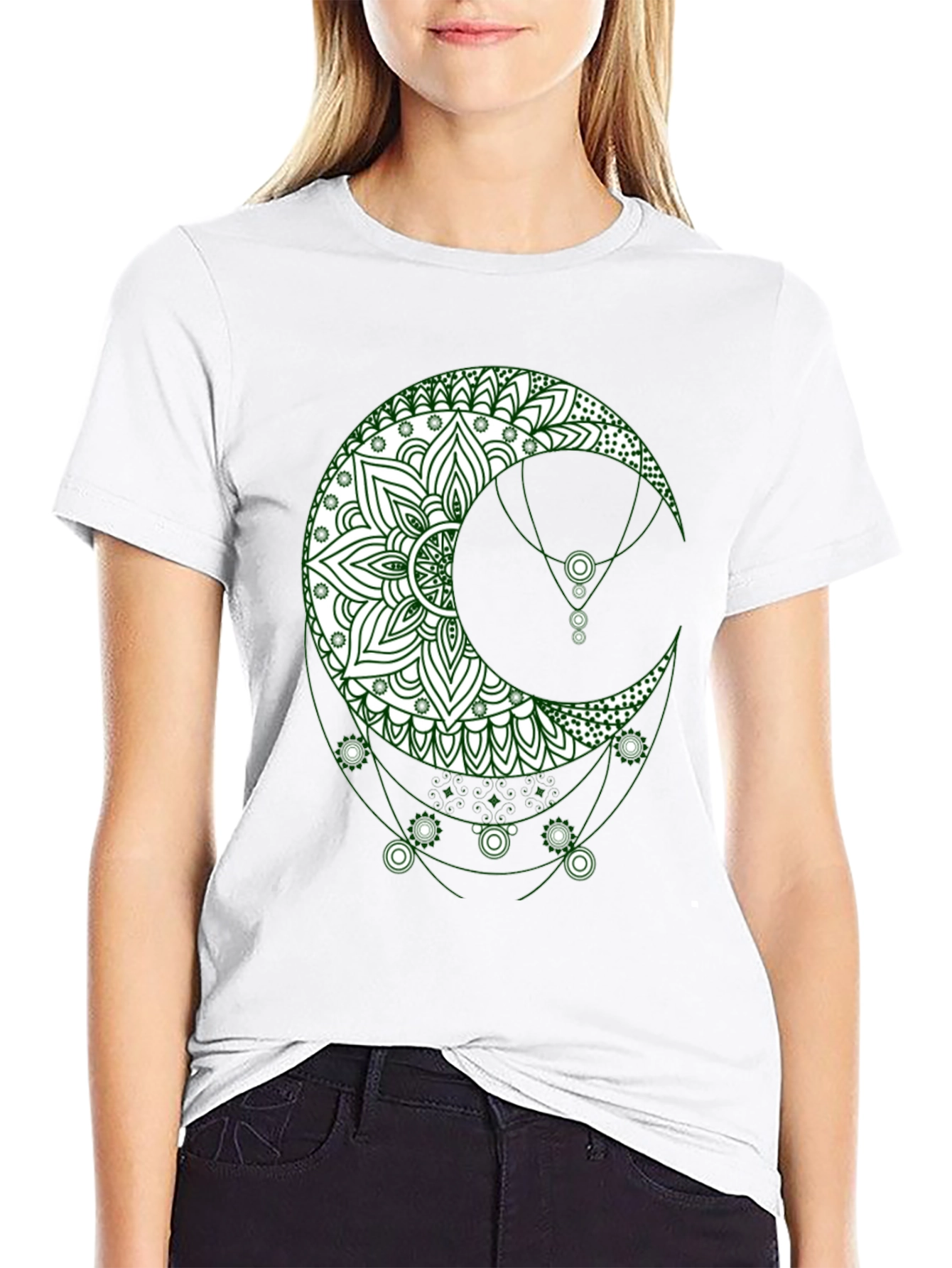 Boho Moon Graphic Tee - Stylish Black T-Shirt