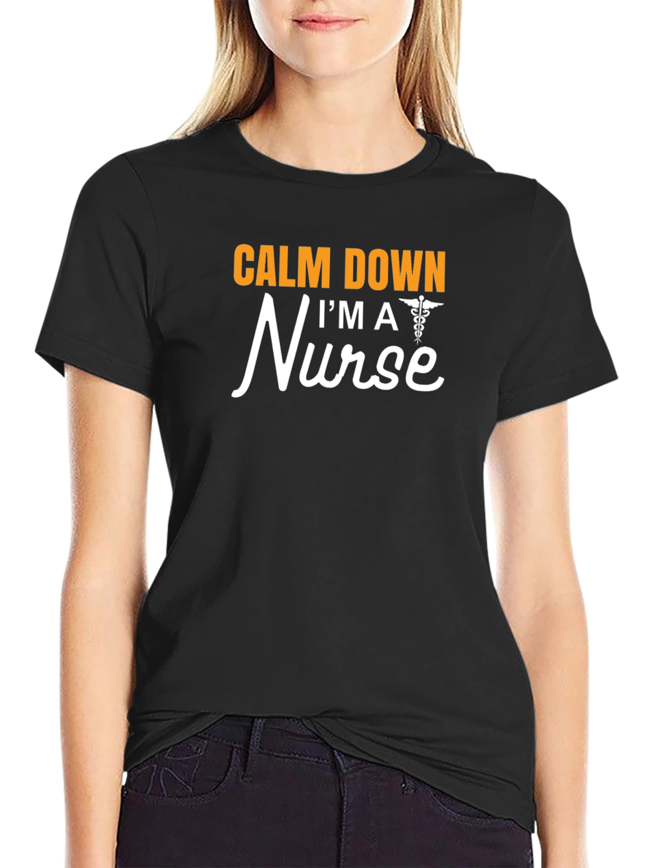 Calm Down Im a Nurse T-Shirt - Black