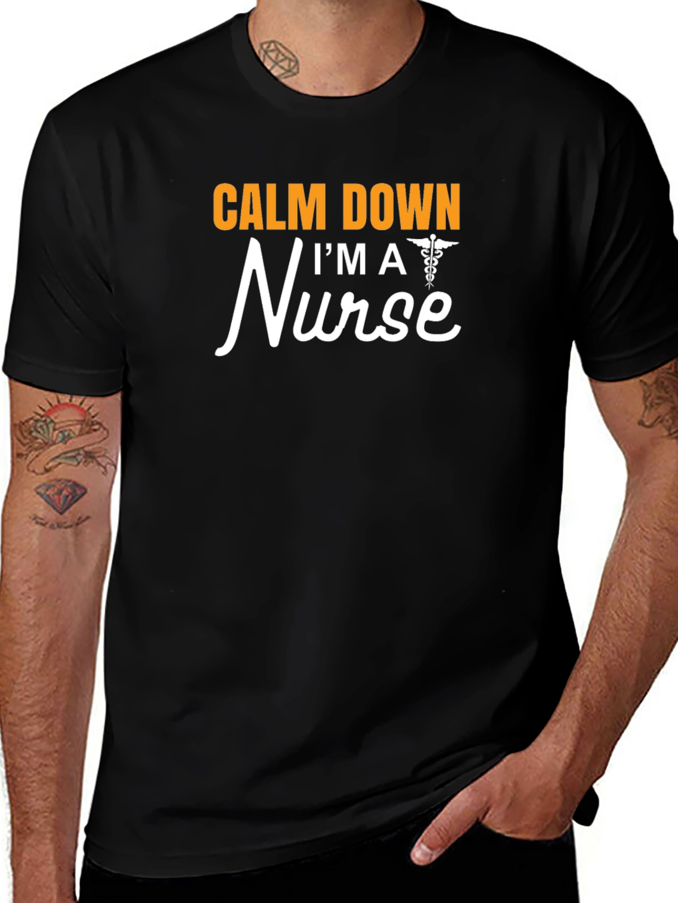 Calm Down Im a Nurse T-Shirt - Black