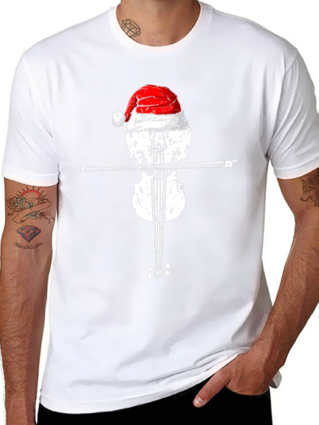 Christmas Violin Santa Hat T-Shirt