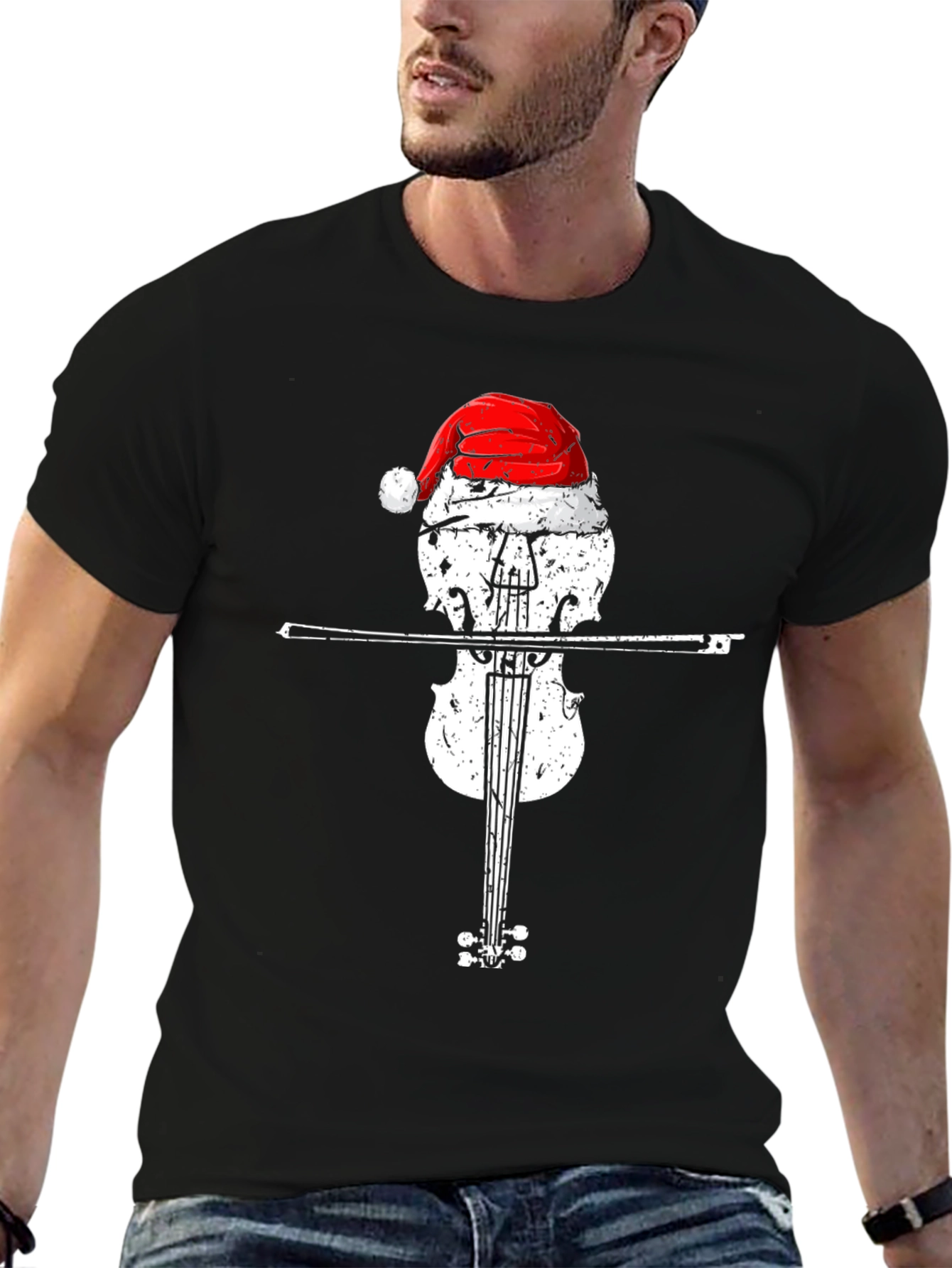 Christmas Violin Santa Hat T-Shirt