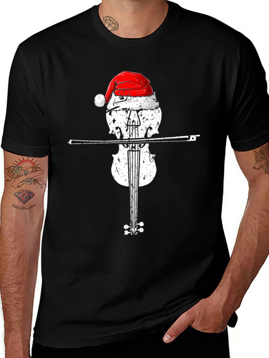 Christmas Violin Santa Hat T-Shirt