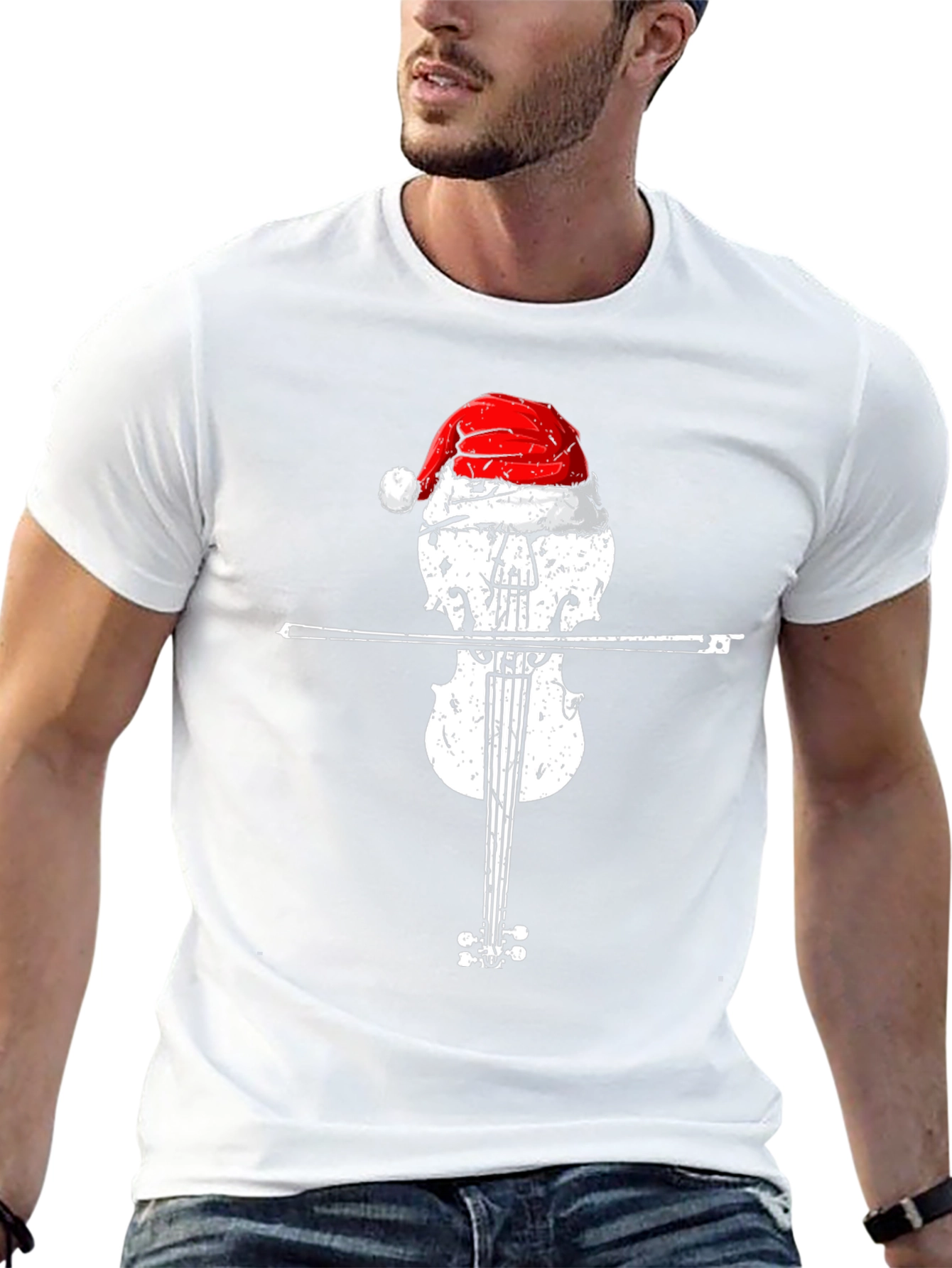 Christmas Violin Santa Hat T-Shirt