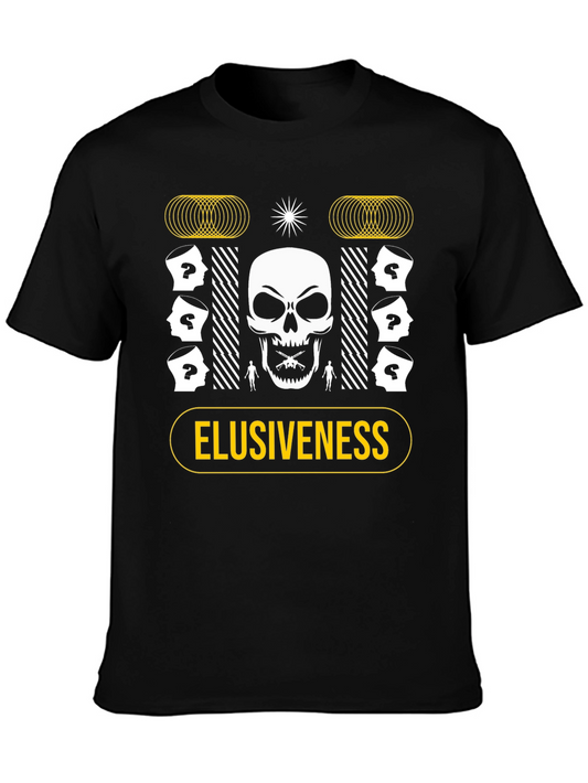 Elusiveness Graphic T-Shirt Skull & Question Marks Design