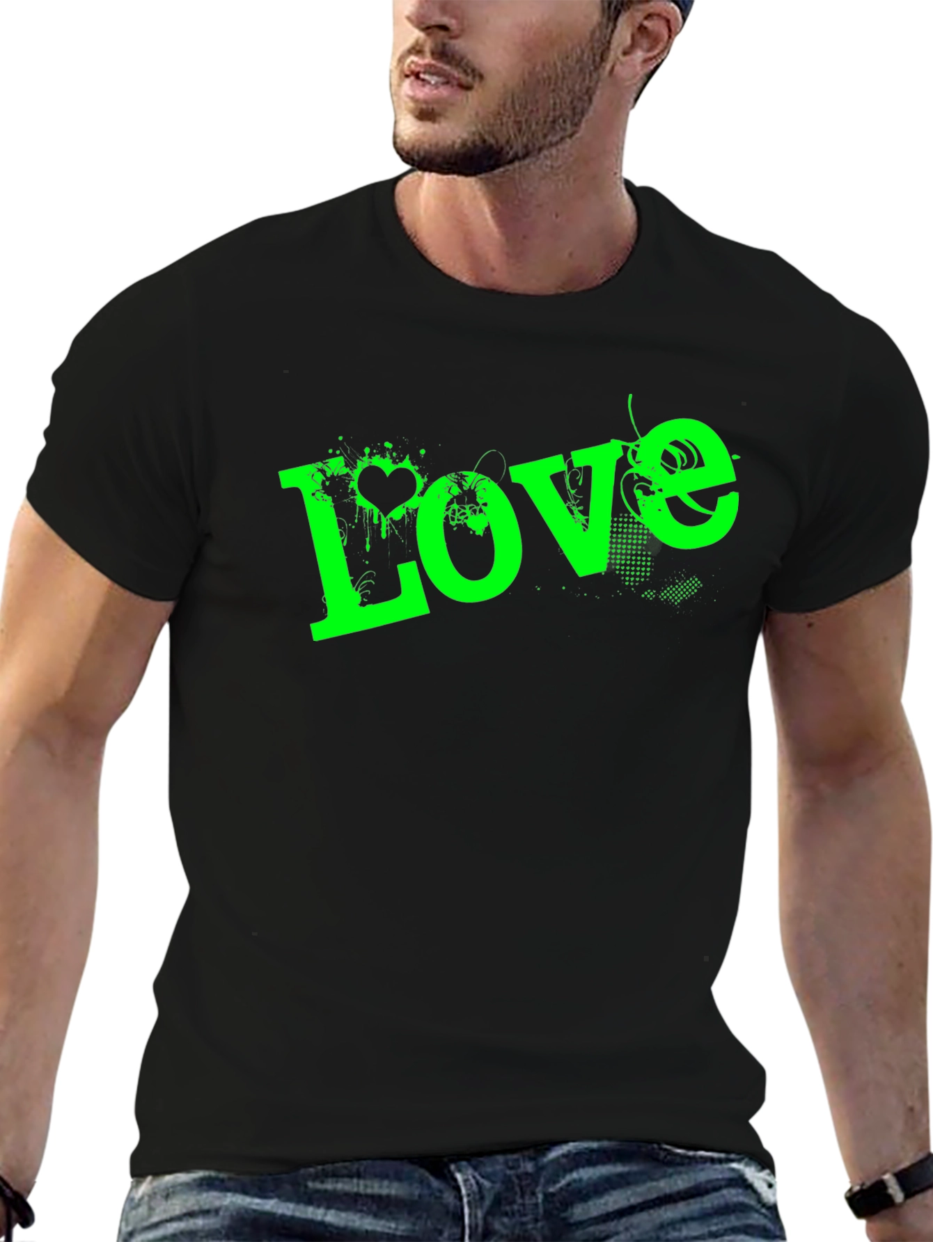 Love Graphic Print Black T-Shirt