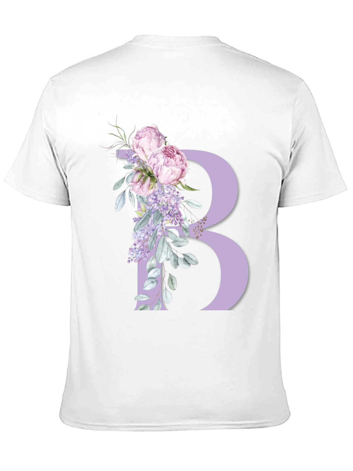 Floral Letter B Black T-Shirt