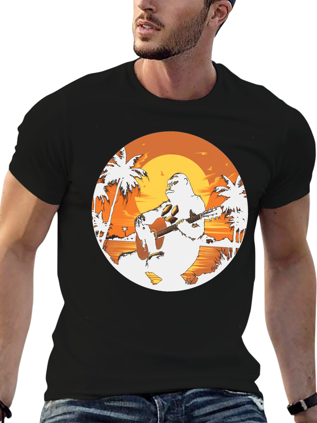 Sasquatch Beach Guitar T-Shirt