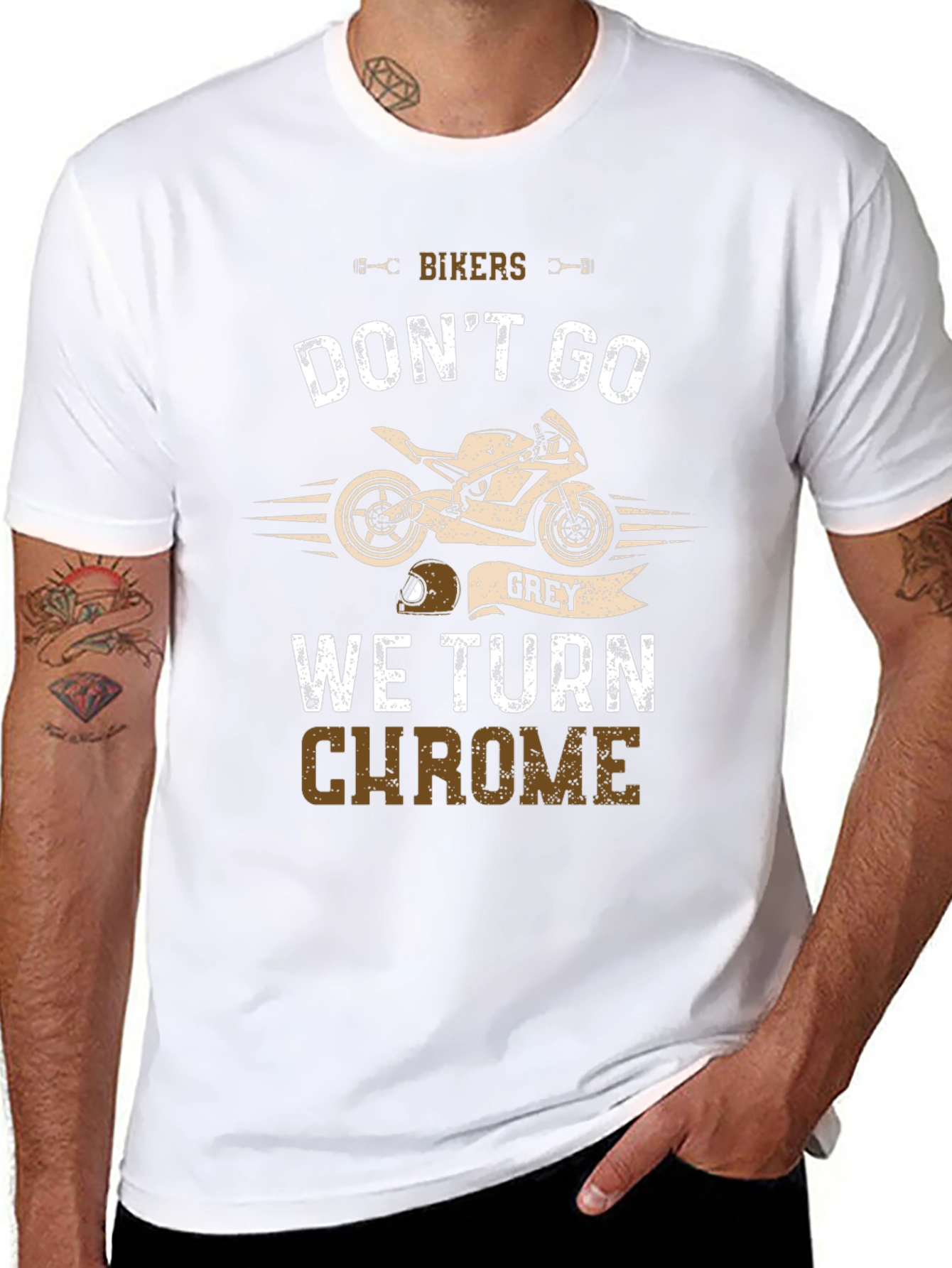Bikers Dont Go Grey T-Shirt: Chrome Edition