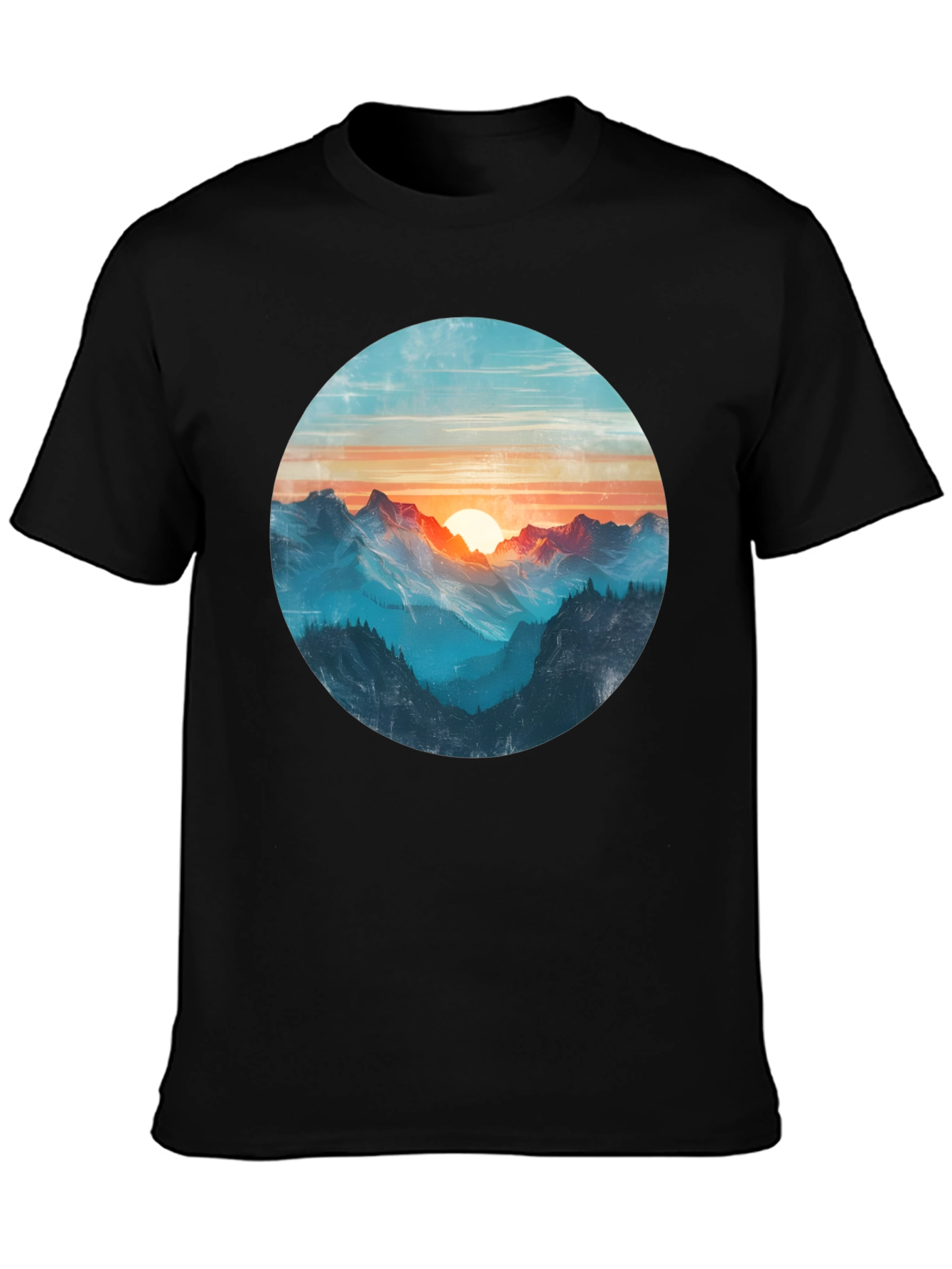 Mountain Sunset Graphic Tee - Black