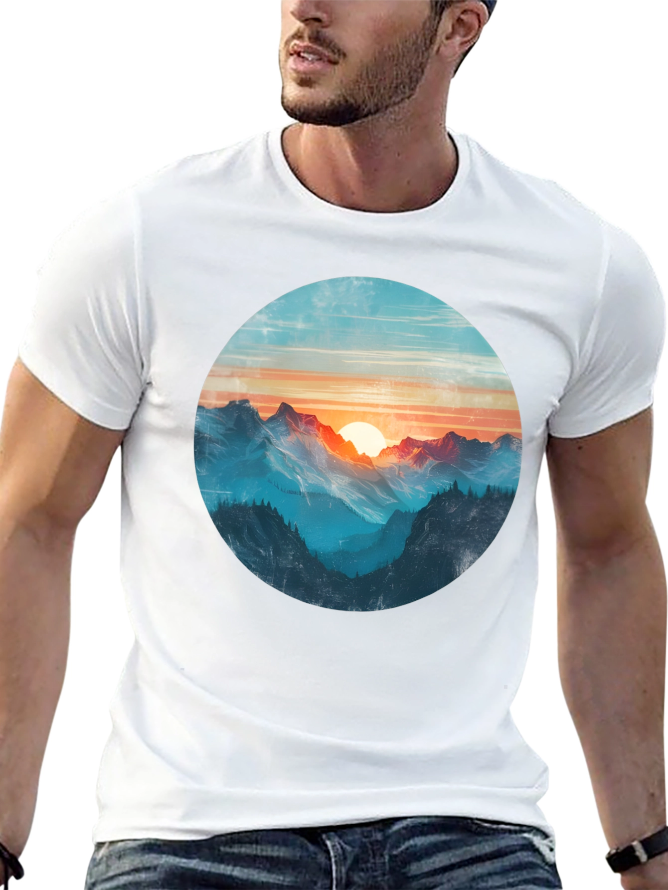 Mountain Sunset Graphic Tee - Black