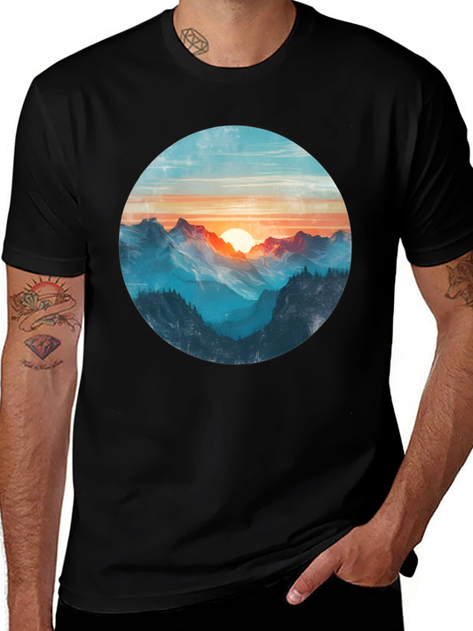 Mountain Sunset Graphic Tee - Black