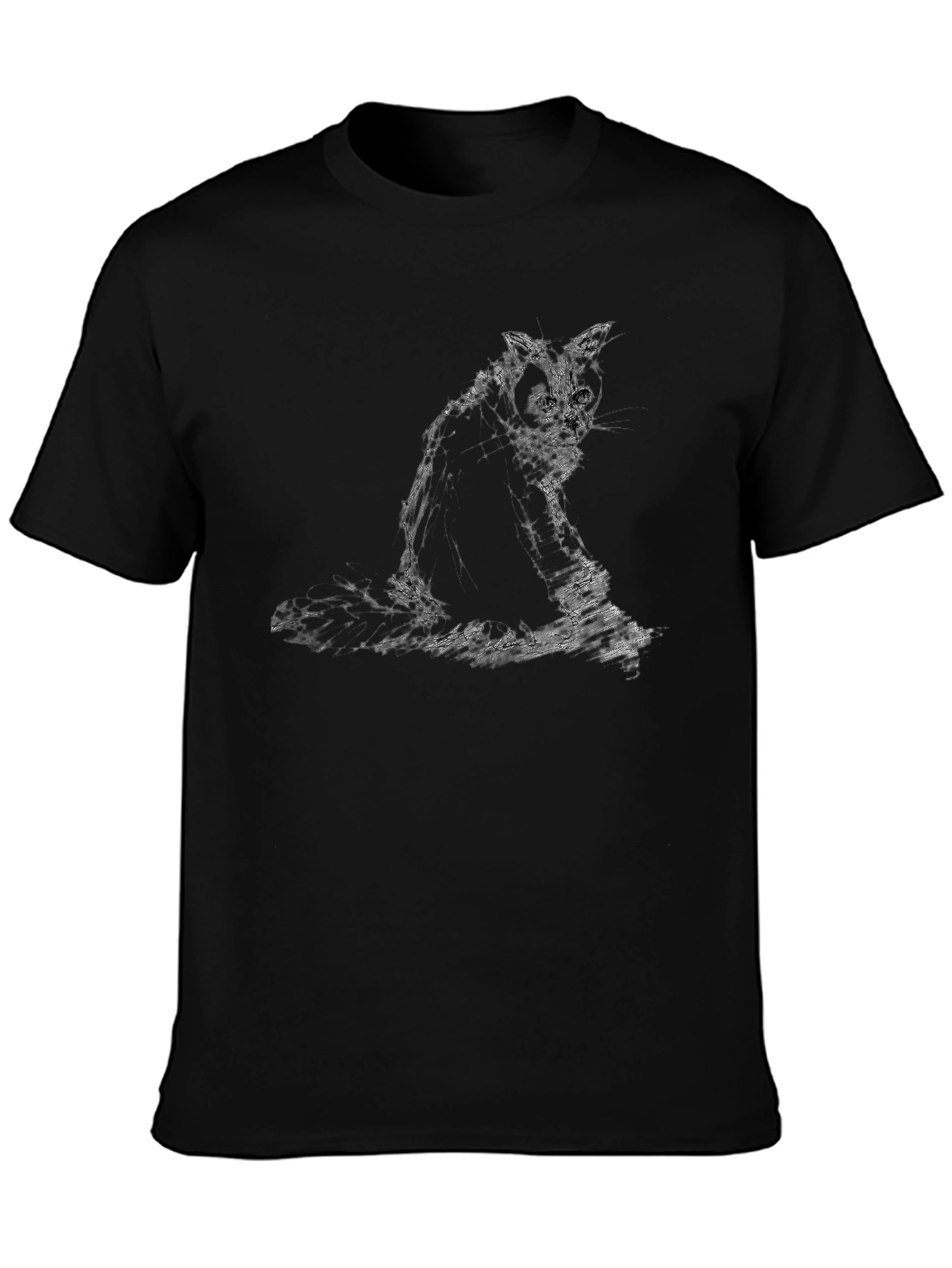 Black T-Shirt with Cat Graphic