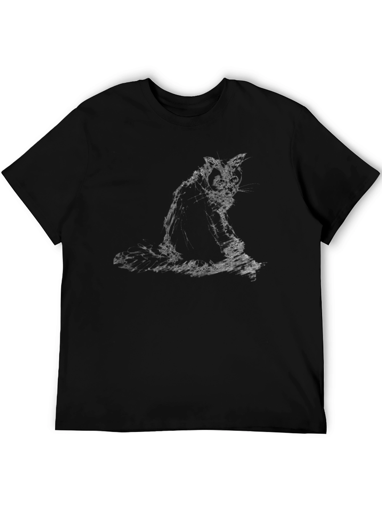 Black T-Shirt with Cat Graphic