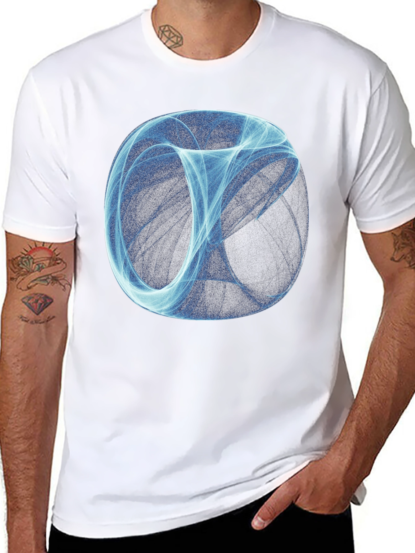 Abstract Sphere Graphic Print Black T-Shirt