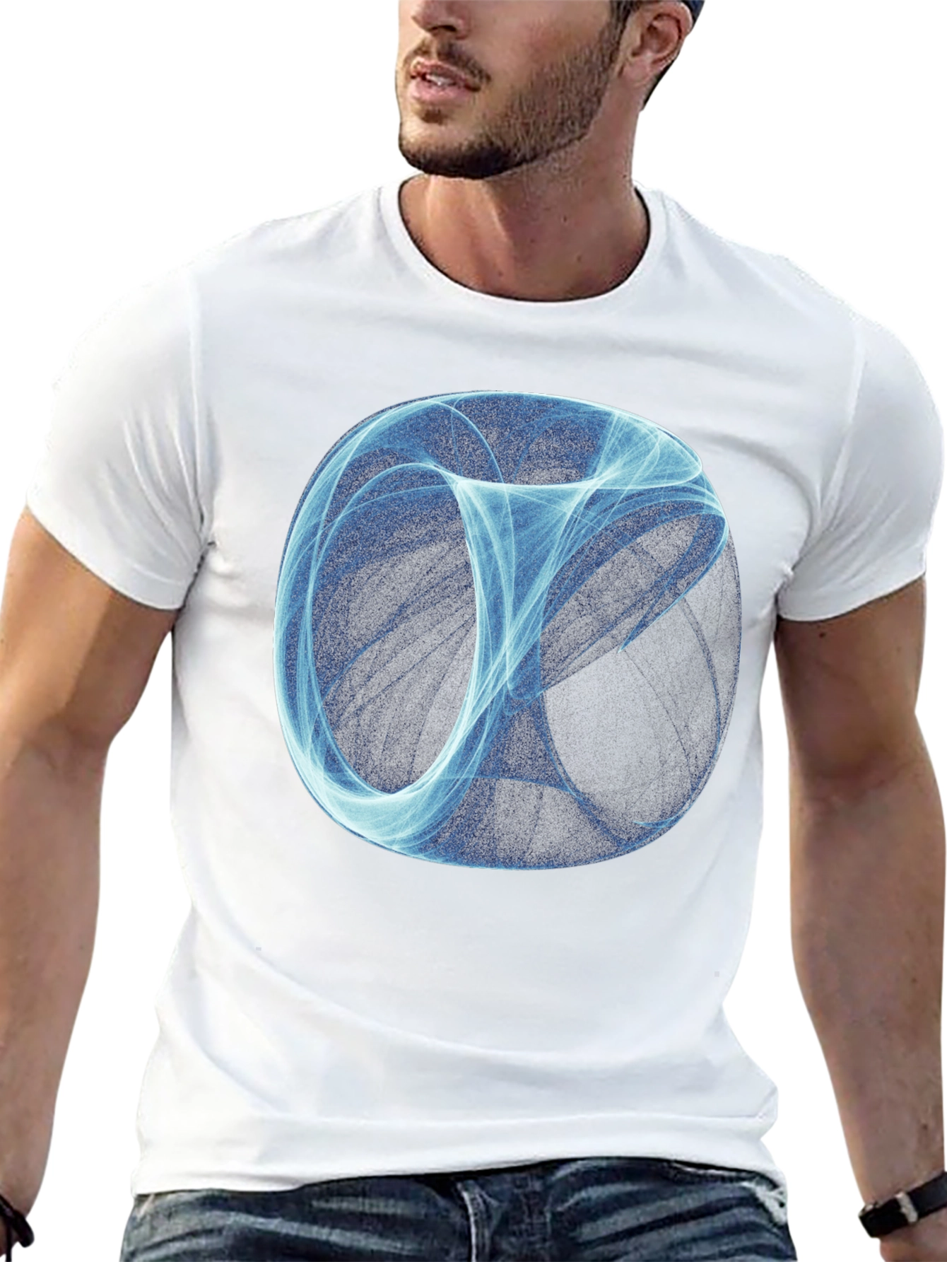 Abstract Sphere Graphic Print Black T-Shirt