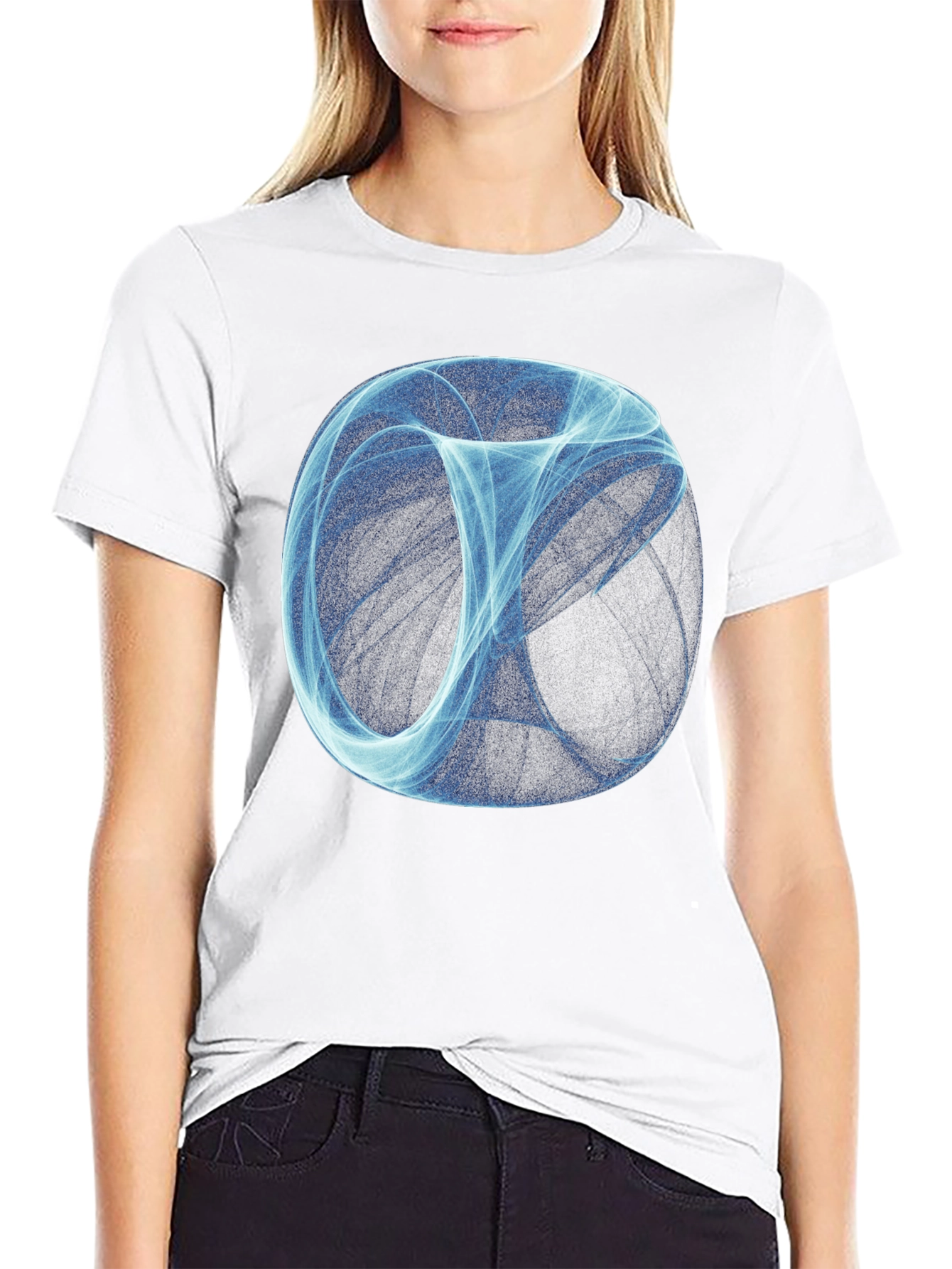Abstract Sphere Graphic Print Black T-Shirt