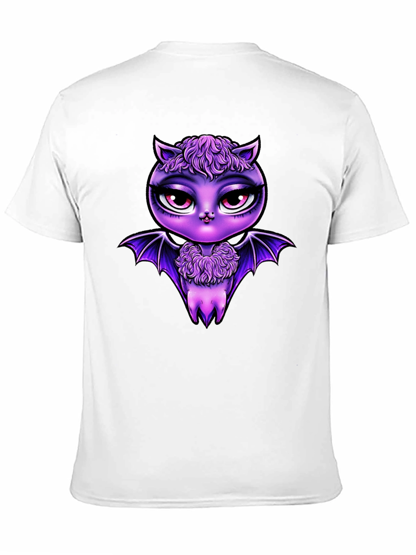 Cute Purple Bat Graphic Tee - Mens Black T-Shirt