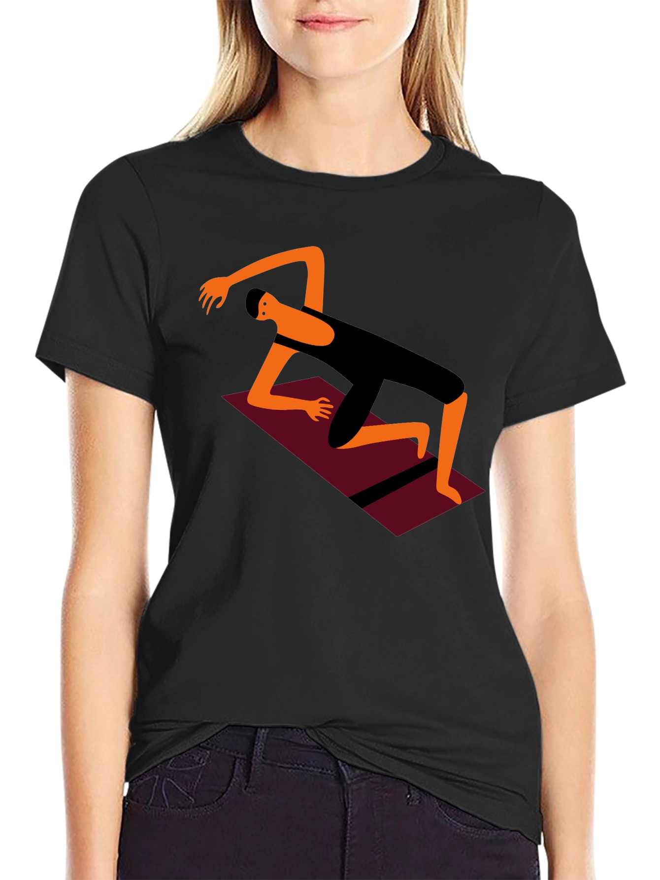 Yoga Pose Graphic Tee - Black Cotton Comfort