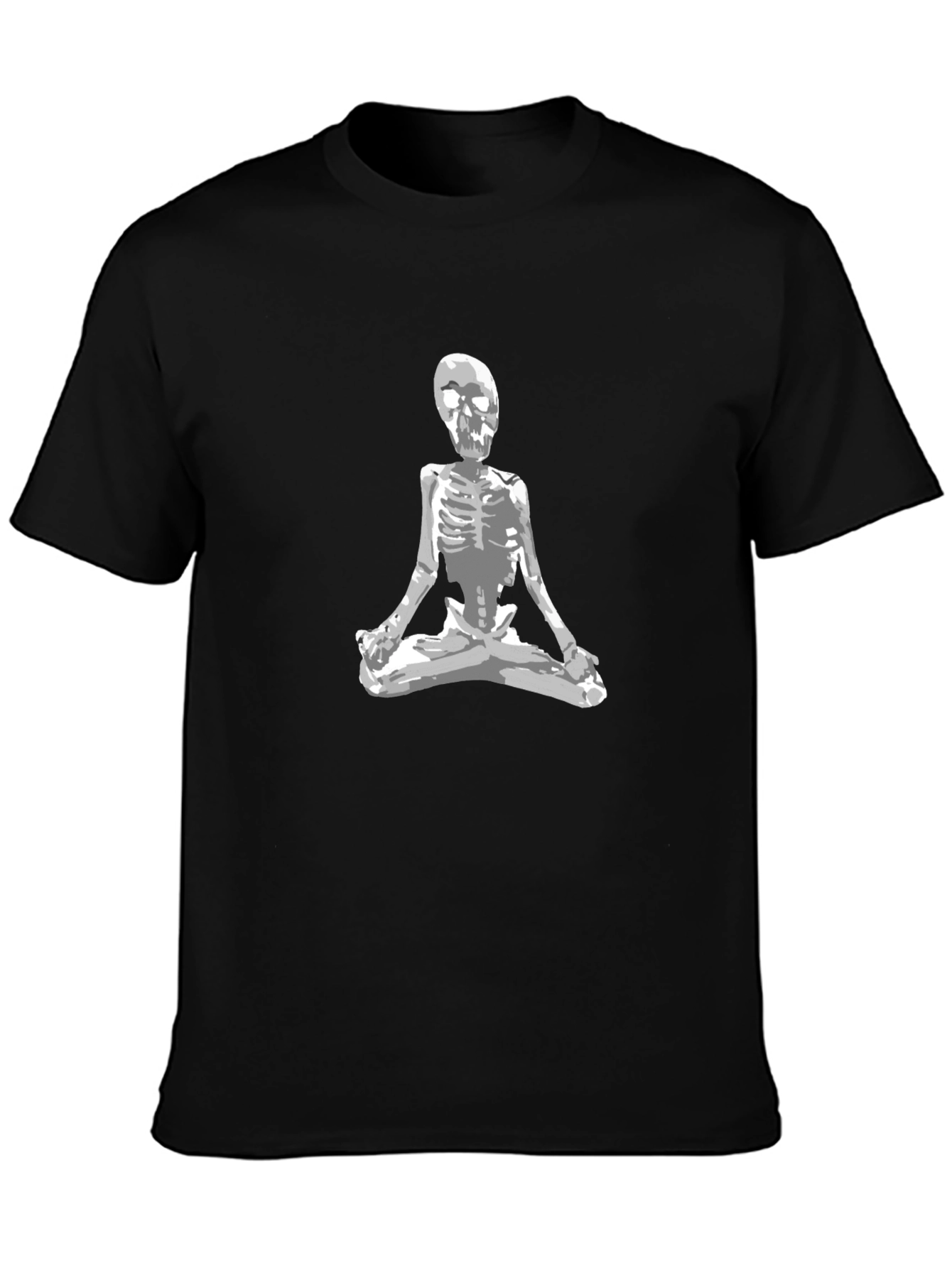 Skeleton Meditating Graphic Tee - Black Cotton T-Shirt