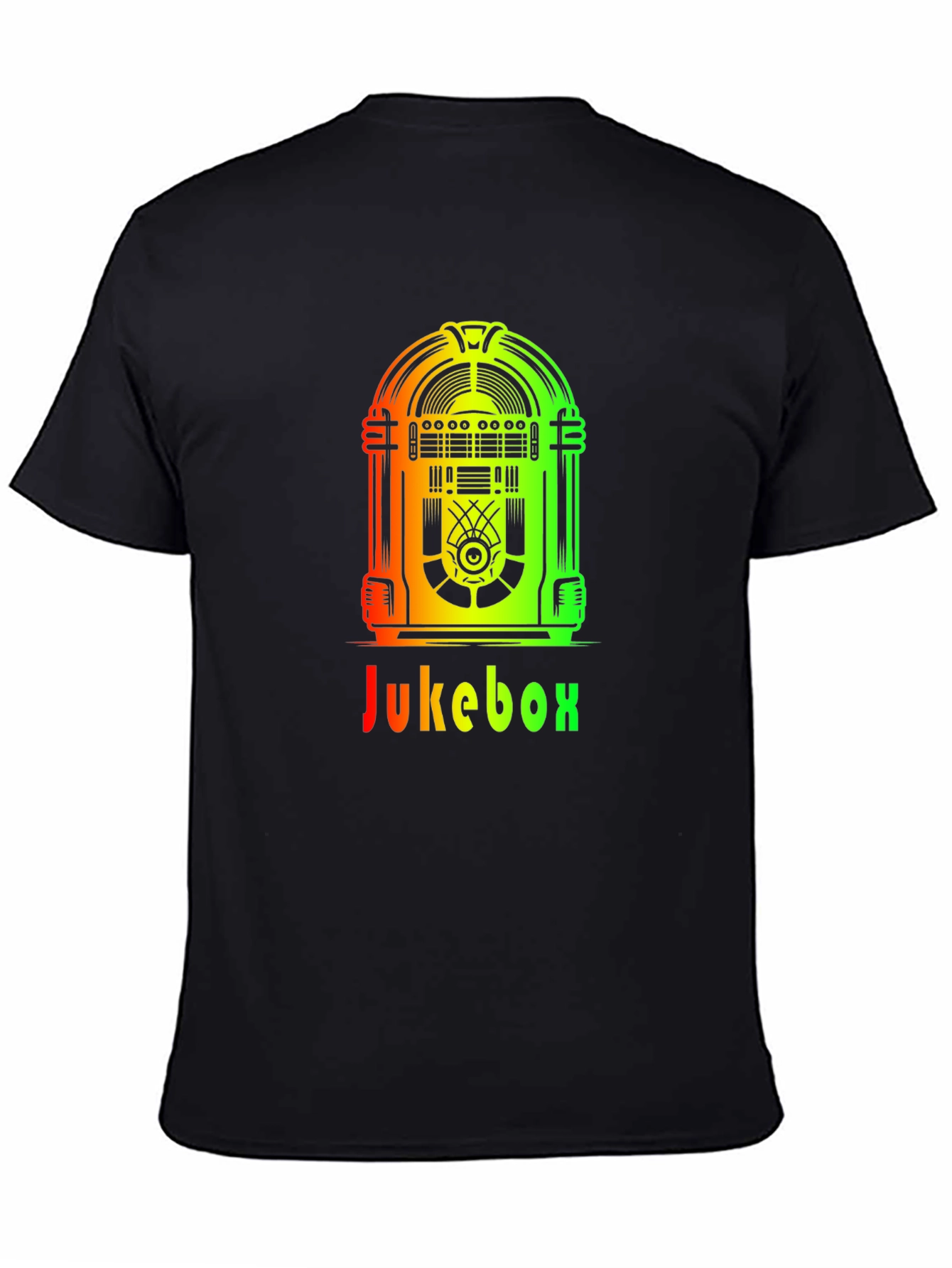 Retro Jukebox Graphic Tee - Black Cotton T-Shirt