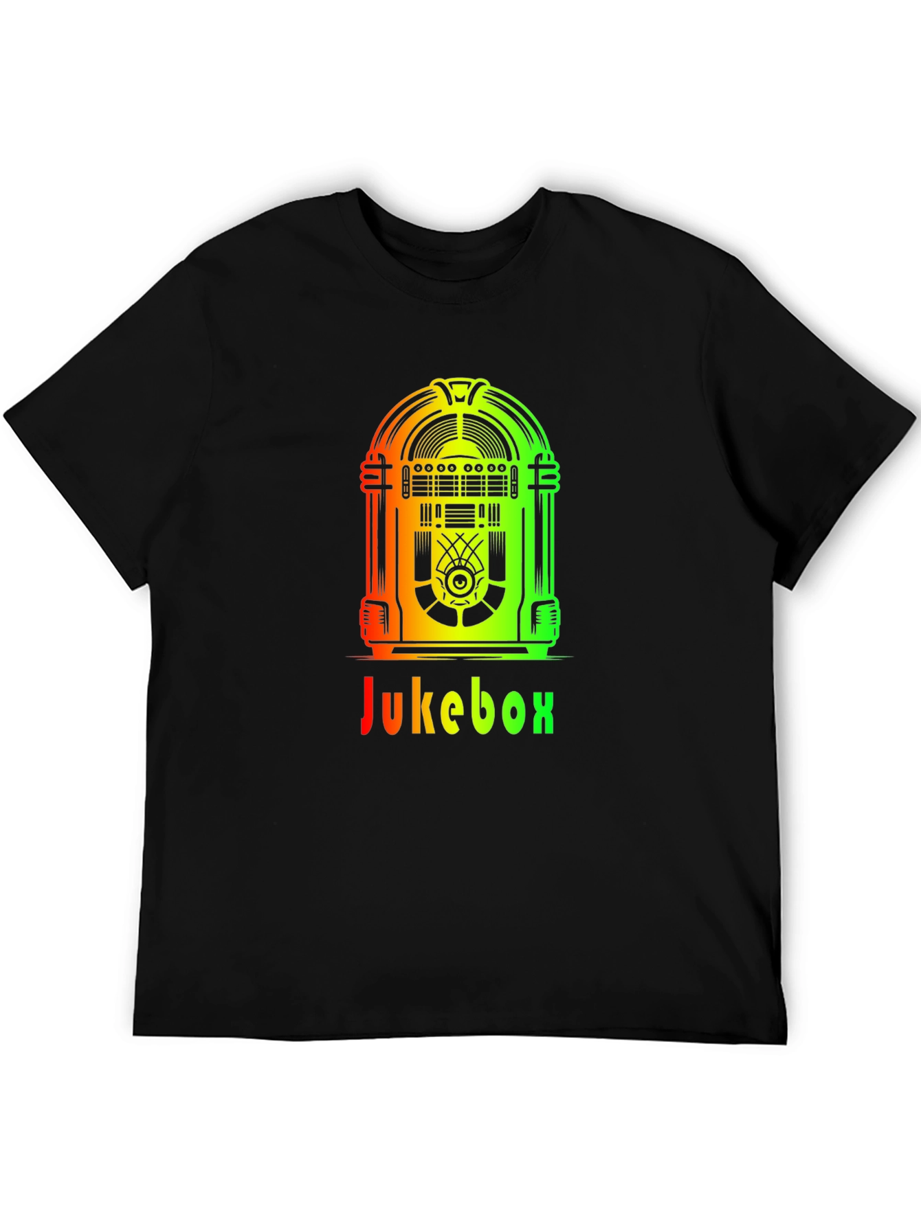 Retro Jukebox Graphic Tee - Black Cotton T-Shirt
