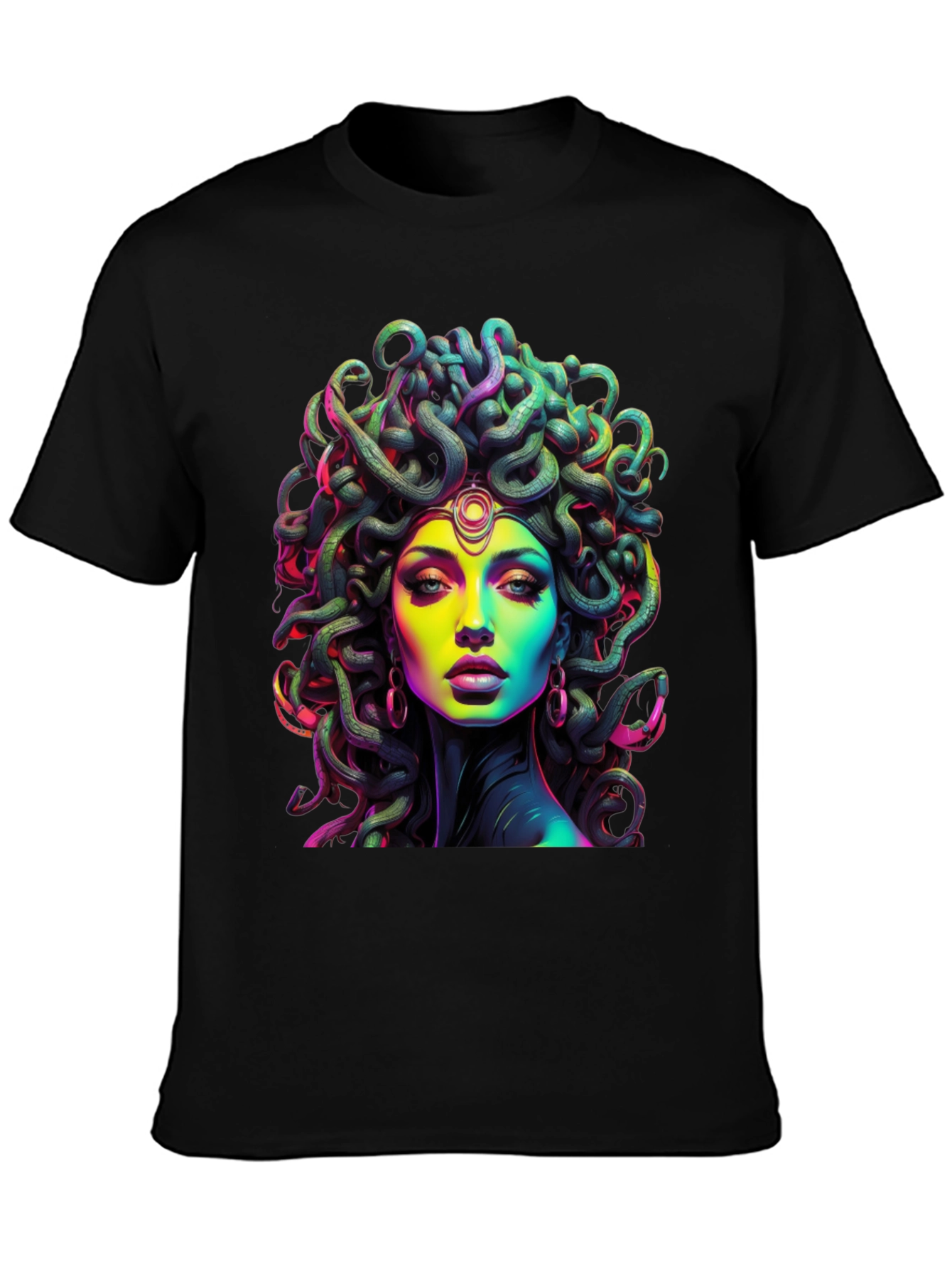 Medusa Graphic Tee - Black Cotton T-Shirt